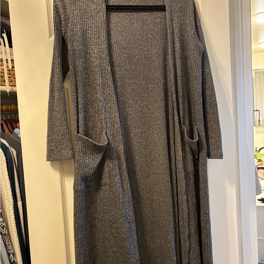 LuLaRoe Green-Gray Long Ribbed Cardigan